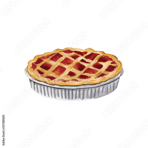 pie hand drawn with watercolor painting style illustration