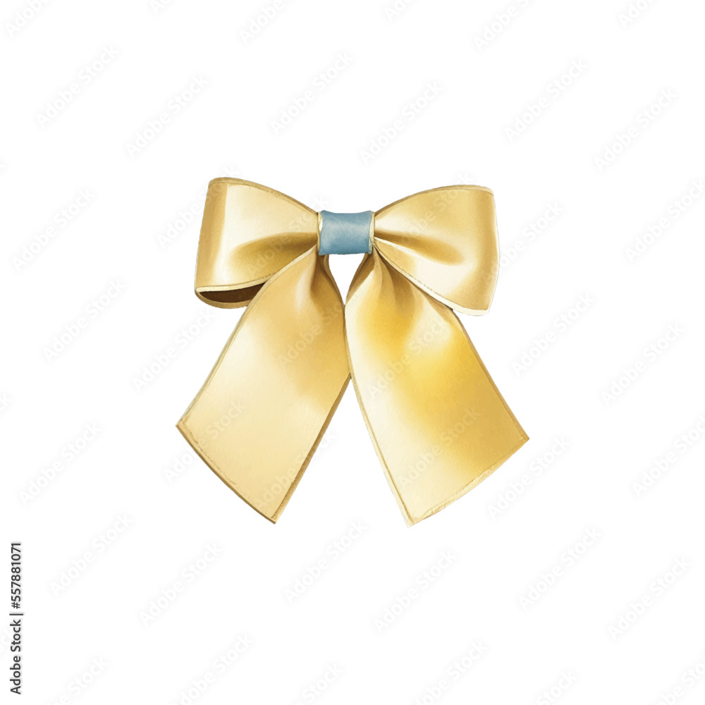golden bow hand drawn with watercolor painting style illustration golden bow hand drawn with watercolor painting style illustration