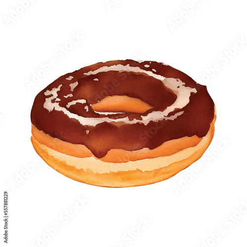 donut hand drawn with watercolor painting style illustration