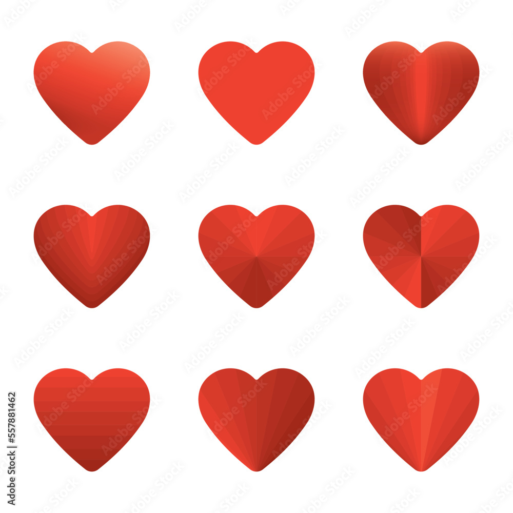 Hearts icon set. Valentine's day heart vector isolated.