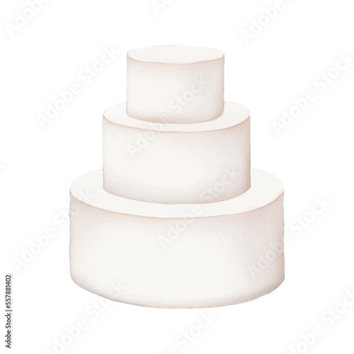 white cake hand drawn with watercolor painting style illustration