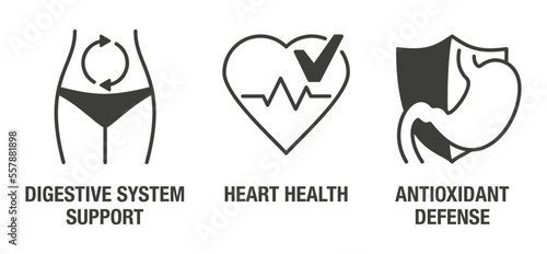 Flat icons set for nutrient supplements properties