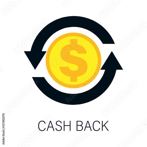 The concept of the Cash back loyalty program. Cashback logo template. The design of the money-back service. Vector illustration of the bonus cashback symbol