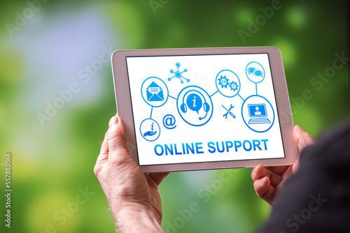 Online support concept on a tablet