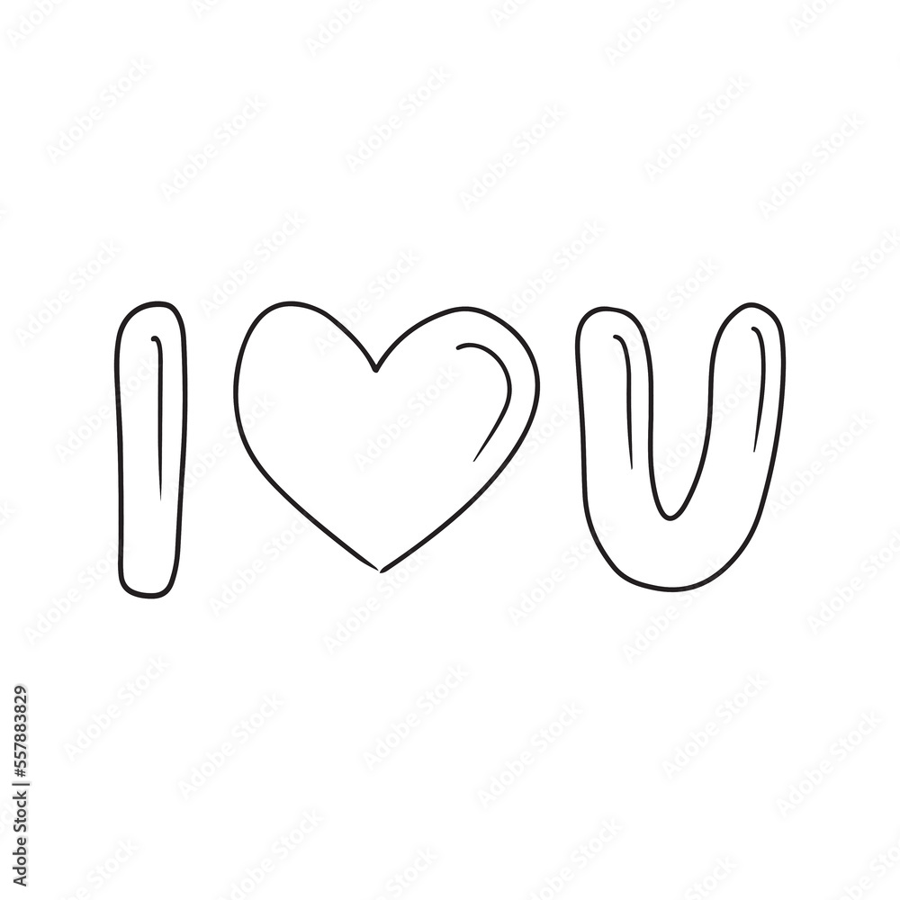I heart love you in black isolated on white background, Bubble hand written font, romantic mood, love, balloons. Hand drawn vector sketch illustration in simple doodle vintage engraved style. I heart love you in black isolated on white background, Bubble hand written font, romantic mood, love, balloons. Hand drawn vector sketch illustration in simple doodle vintage engraved style.