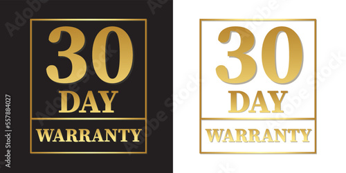 30 day warranty logo with golden logo.Vector illustration.