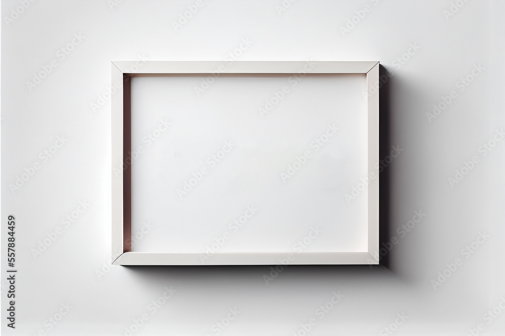 an empty white minimalistic rectangular frame on a gray background with shadows. mockup with an empty space copy space ai generated an empty white minimalistic rectangular frame on a gray background with shadows. mockup with an empty space copy space ai generated