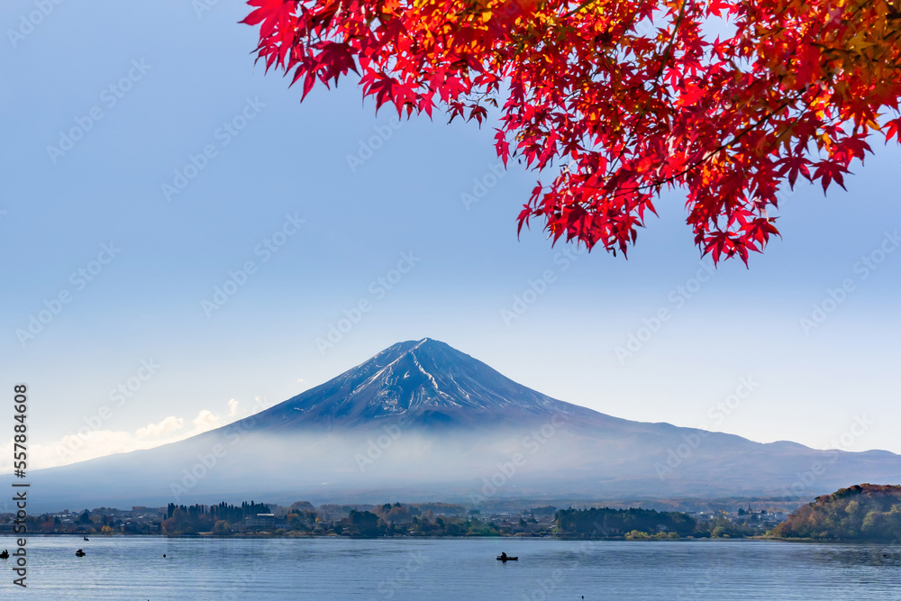 Fototapeta premium 山梨県富士河口湖町 紅葉シーズンの河口湖