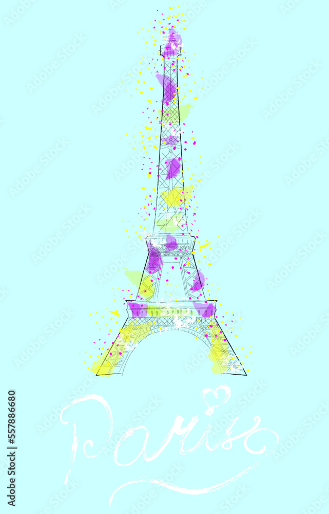 Eiffel Tower vector watercolor creative icon