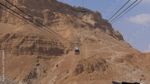 Cable car and Masada mountain in Israel