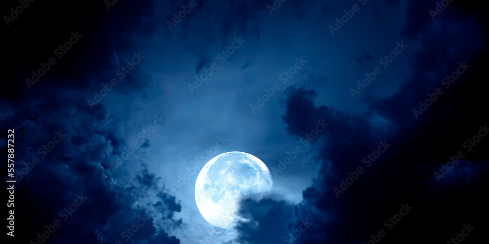 Mystic sky with moon. Halloween background.