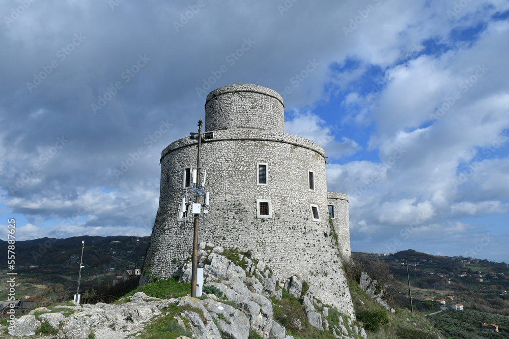 An ancient tower in the landscape of Montesarchio, a small town in the province of Benevento, Italy.