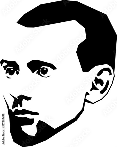 Jesse James, American outlaw, 1847 - 1882, stylized black and white vector illustration. photo