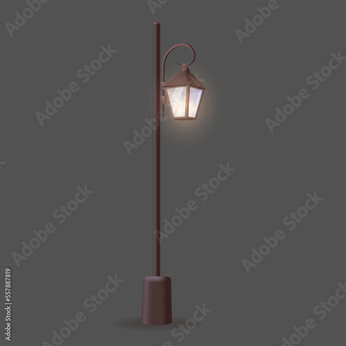 Street or road lantern in classic style, vector isolated object.