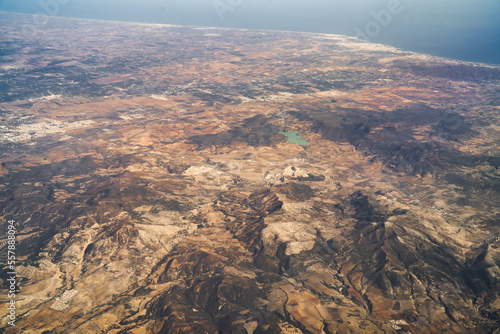 Aerial view of Tunisia during the flight Monastir to Lyon - Tunisia