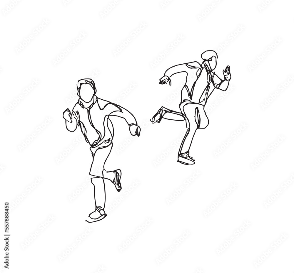 line illustration of people in motion running