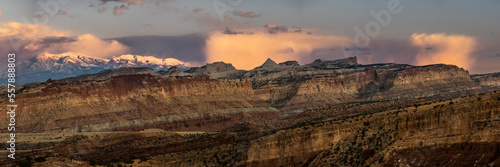 Cloudy Mountains Behind Ridge of Capitol Reef