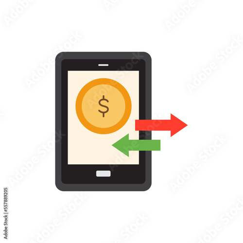 Mobile money transfer icon in color, isolated on white background 