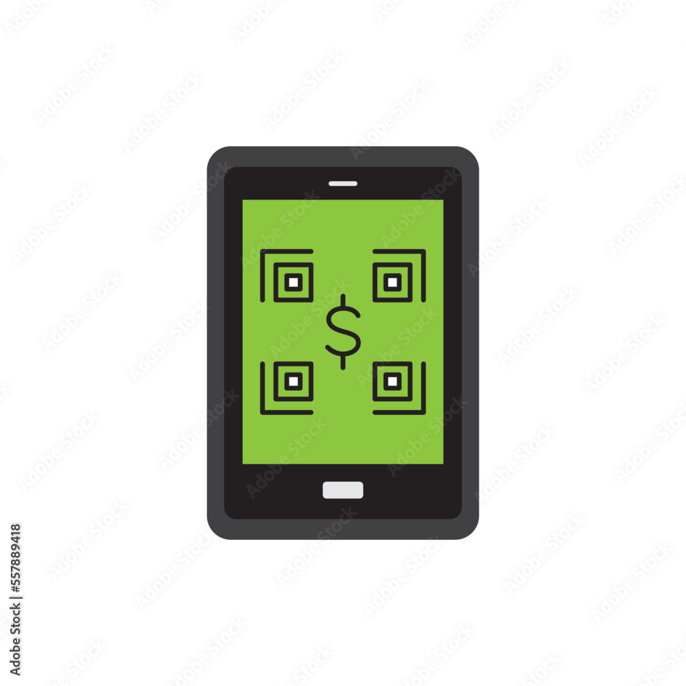 QR code mobile payment icon in color, isolated on white background QR code mobile payment icon in color, isolated on white background