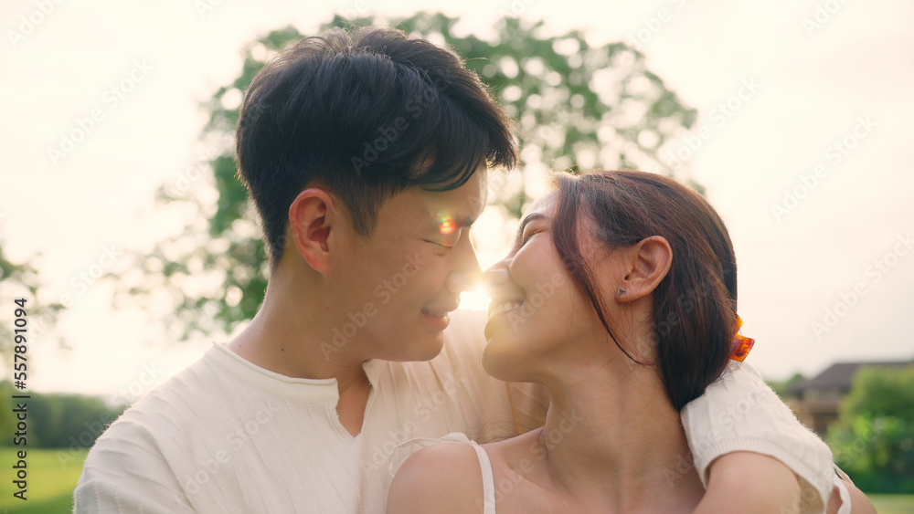 Young adult asia people fiance happy lover flirt fall in love nose kiss hug cuddle care trust. Sweet comfort touch newlywed asian couple life man smile look at woman face relax warm time dating day. Young adult asia people fiance happy lover flirt fall in love nose kiss hug cuddle care trust. Sweet comfort touch newlywed asian couple life man smile look at woman face relax warm time dating day.