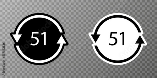 Bio material recycling code 51 FOR. Vector Illustration