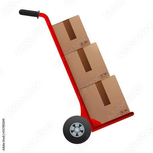 Trolley box and cardboard pile vector illustration, graphic element for logistics, shipping, cargo and expedition business purposes