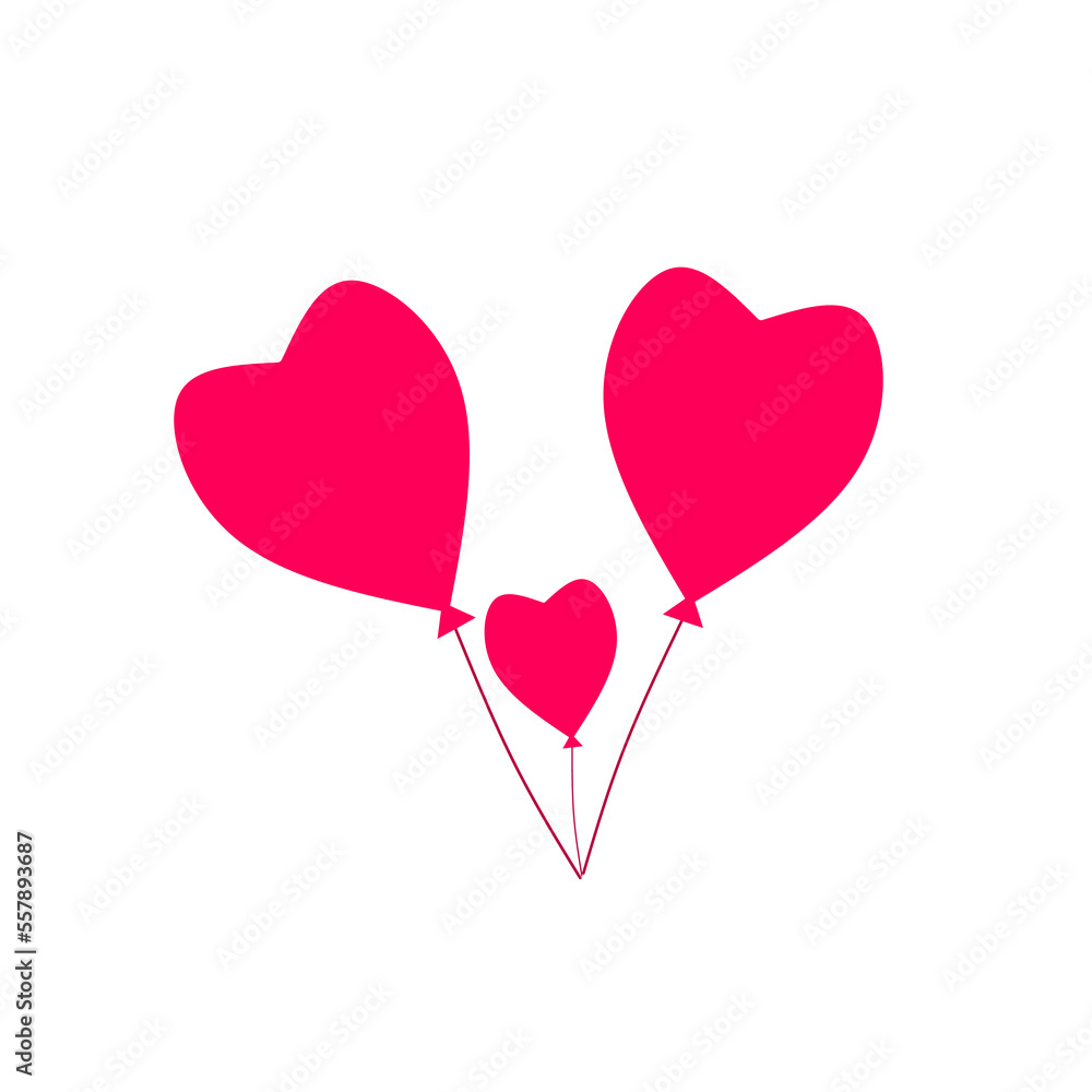 pink heart shape balloon illustration