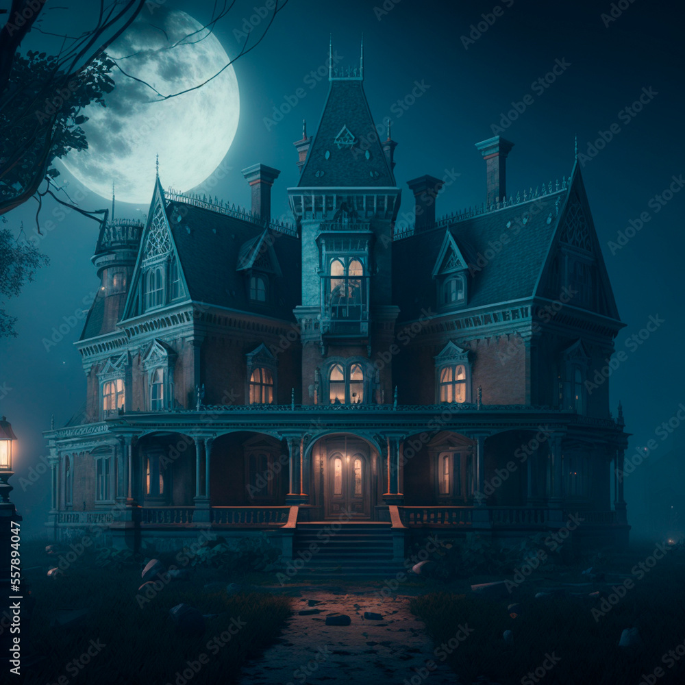 GENERATIVE AI, GENERATIVE, AI, scary mansion Stock Illustration | Adobe ...