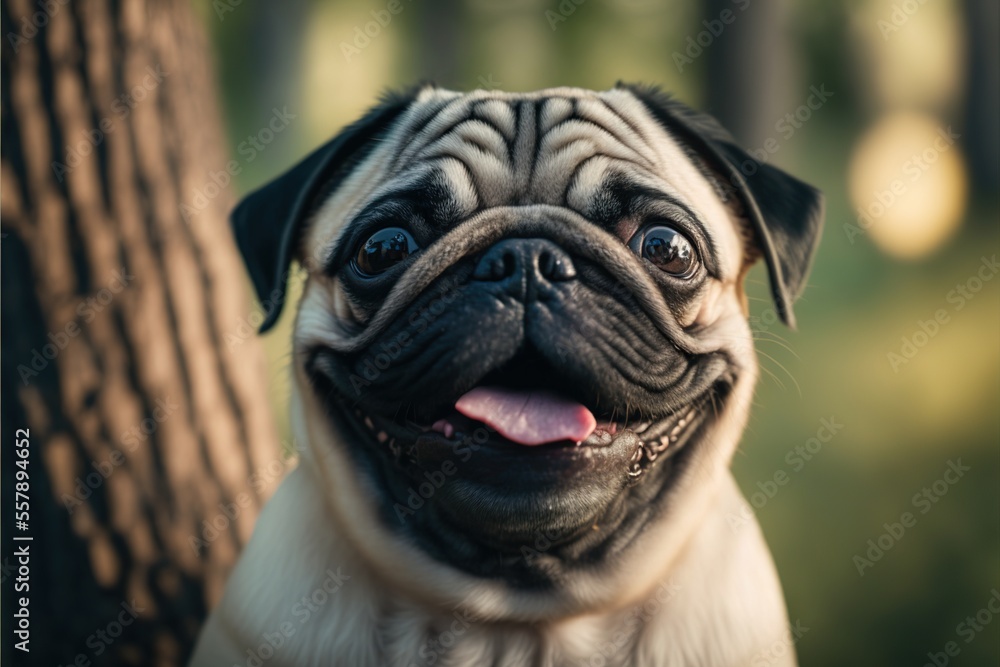 pug dog portrait Ai generative	