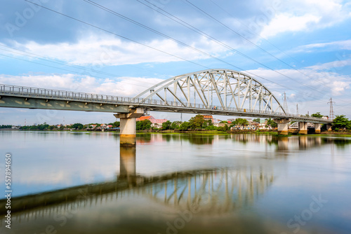 Landscape of Binh Loi bridge in Ho Chi Minh City., Vietnam. This is the first railway bridge across the Saigon River, started construction in 1898 and completed in 1902 by French engineers.