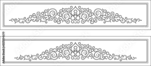 sketch vector black and white illustration of background ornament with abstract carving motif
