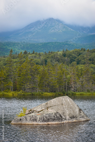 calm lake at baxter state park in maine photo