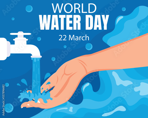 illustration vector graphic of water was issued from the tap to wash the hands, perfect for international day, world water day, celebrate, greeting card, etc.