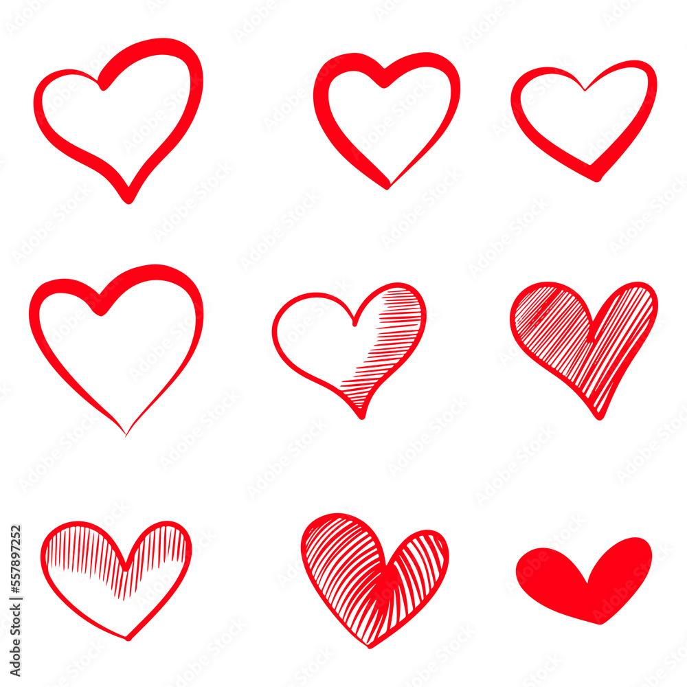 Doodle sketch style of hearts icon vector illustration for concept design.