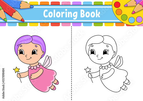 Coloring page for kids. cartoon character. Black contour silhouette. Isolated on white background. Vector illustration.