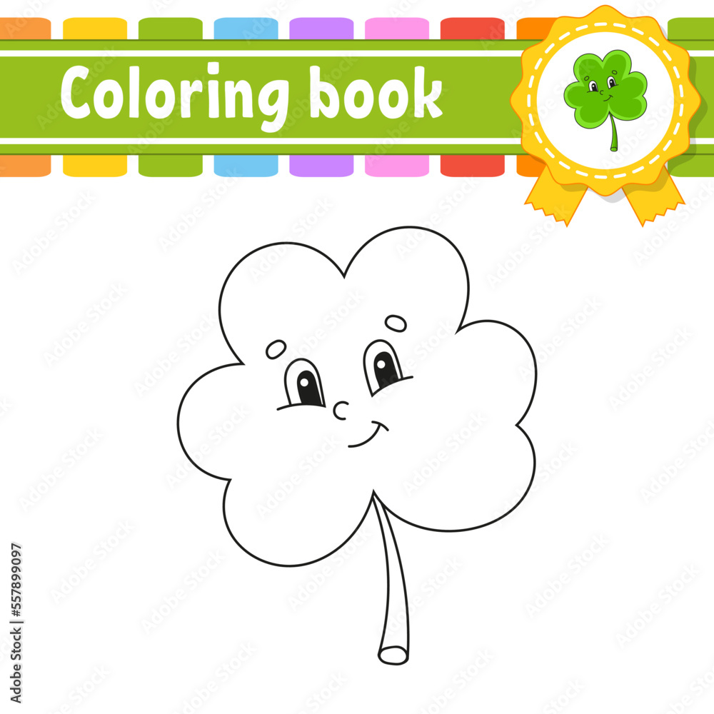 Coloring book for kids. Cheerful character. Vector illustration. St. Patrick's Day. . Black contour silhouette. Isolated on white background.