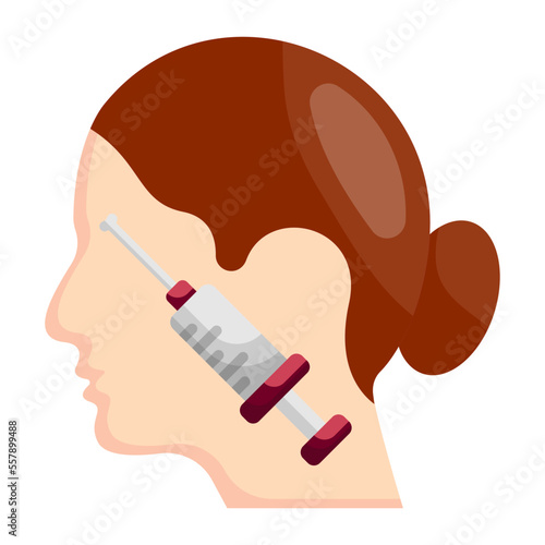 Botox for a slimmer jawline vector icon design, beauty and personal care symbol, cosmetics and dermatologist sign, body aesthetics stock illustration, Botulinum toxin being injected in the human face 
