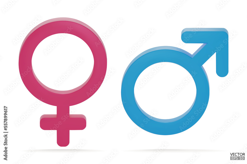 Male and Female symbol icon isolated on white background. Male and female icon set. The symbol for web site, design, logo, app and UI. Gender Icon pink and blue symbol. 3D vector illustration. Male and Female symbol icon isolated on white background. Male and female icon set. The symbol for web site, design, logo, app and UI. Gender Icon pink and blue symbol. 3D vector illustration.