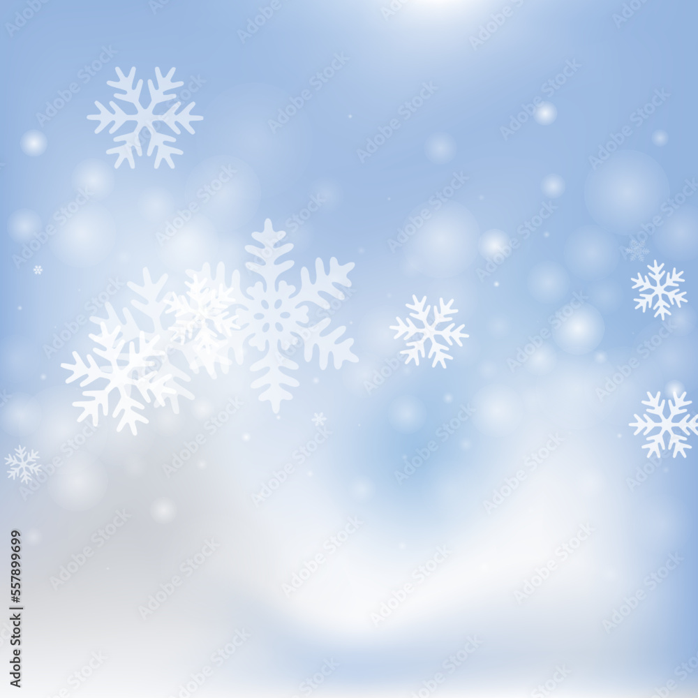 Simple flying snowflakes design. Snowfall fleck ice granules. Snowfall weather white blue composition. Filigree snowflakes january vector. Snow nature scenery.