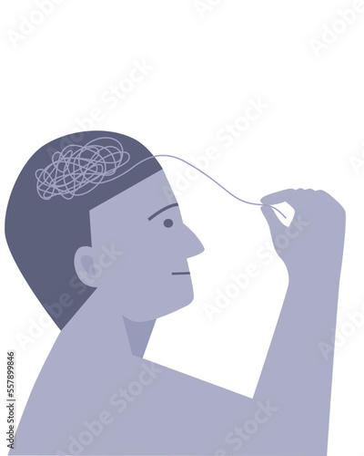 Isolated of human is understanding and managing his stress or depress, mental health concept. flat vector illustration.	