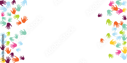 Cheerful kids handprints preschool education concept vector