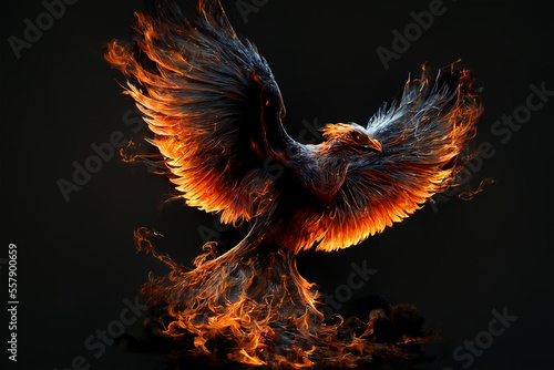 Phoenix Bird Phoenix Vogel griechische Mythologie mit Flammen Illustration Generative AI photo