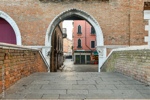 The Loggia of the Fish Market of Rialto, in the San Polo district of Venice, Italy