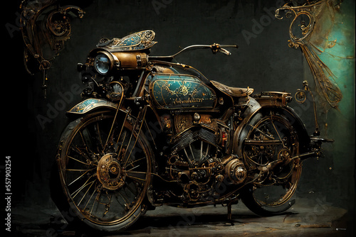 Steampunk victorian era motorcycle