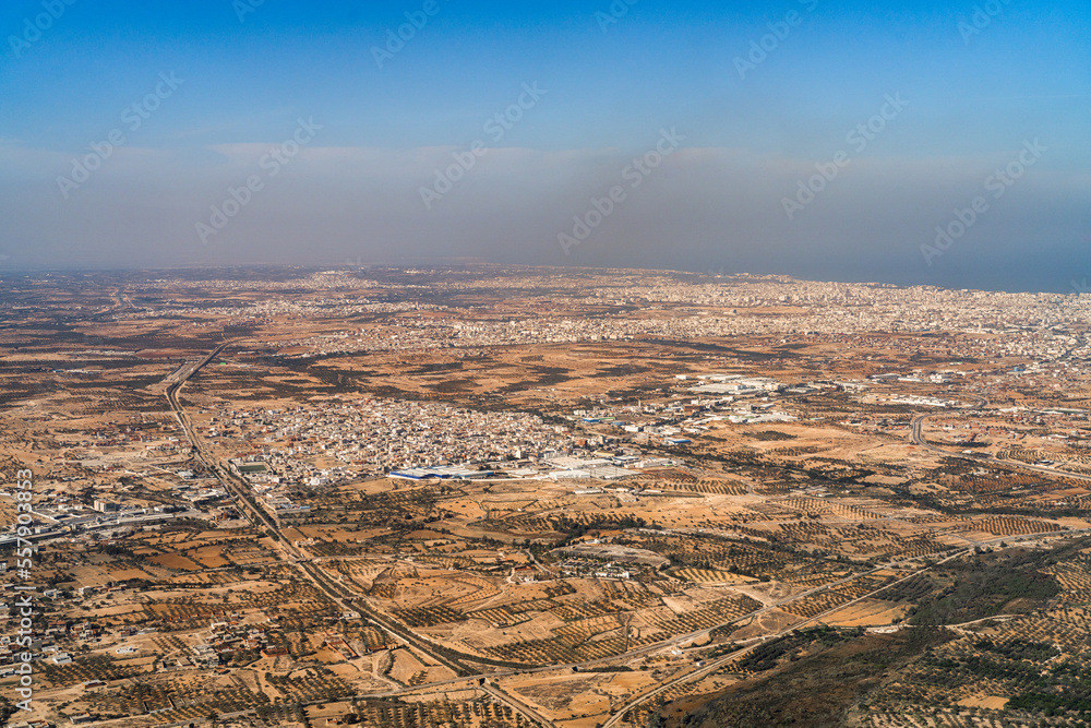 Aerial view of Tunisia during the flight Monastir to Lyon - Tunisia