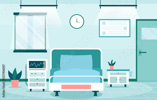 Inpatient department . Hospital scene . Flat design . Vector .