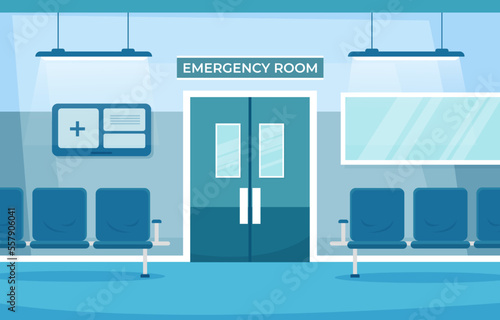 Emergency room . Hospital department scene . Flat design . Vector .
