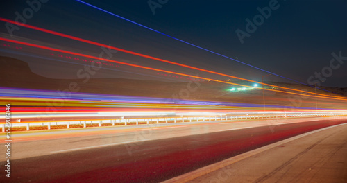 Long exposure photo of traffic on the move 
