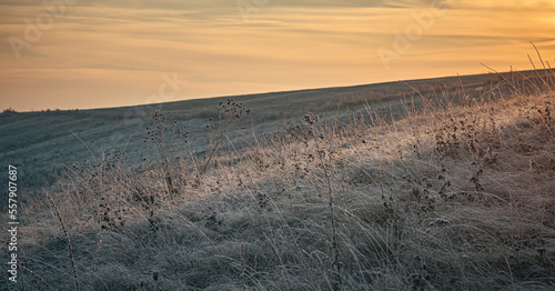 Winter sunrise on river