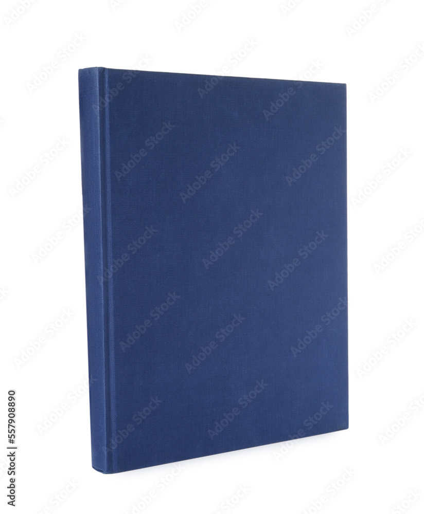 Closed book with blue hard cover isolated on white Closed book with blue hard cover isolated on white
